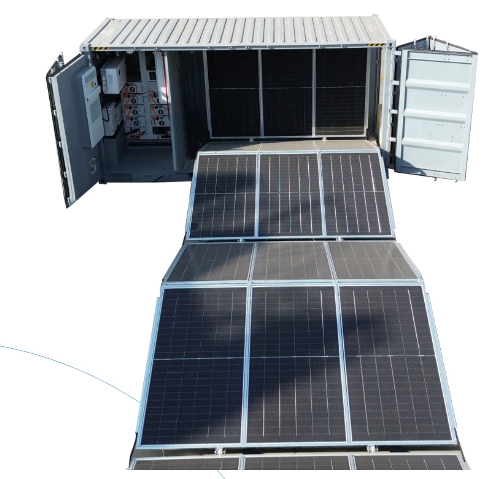 Power SES solar ESS container unfolding its array