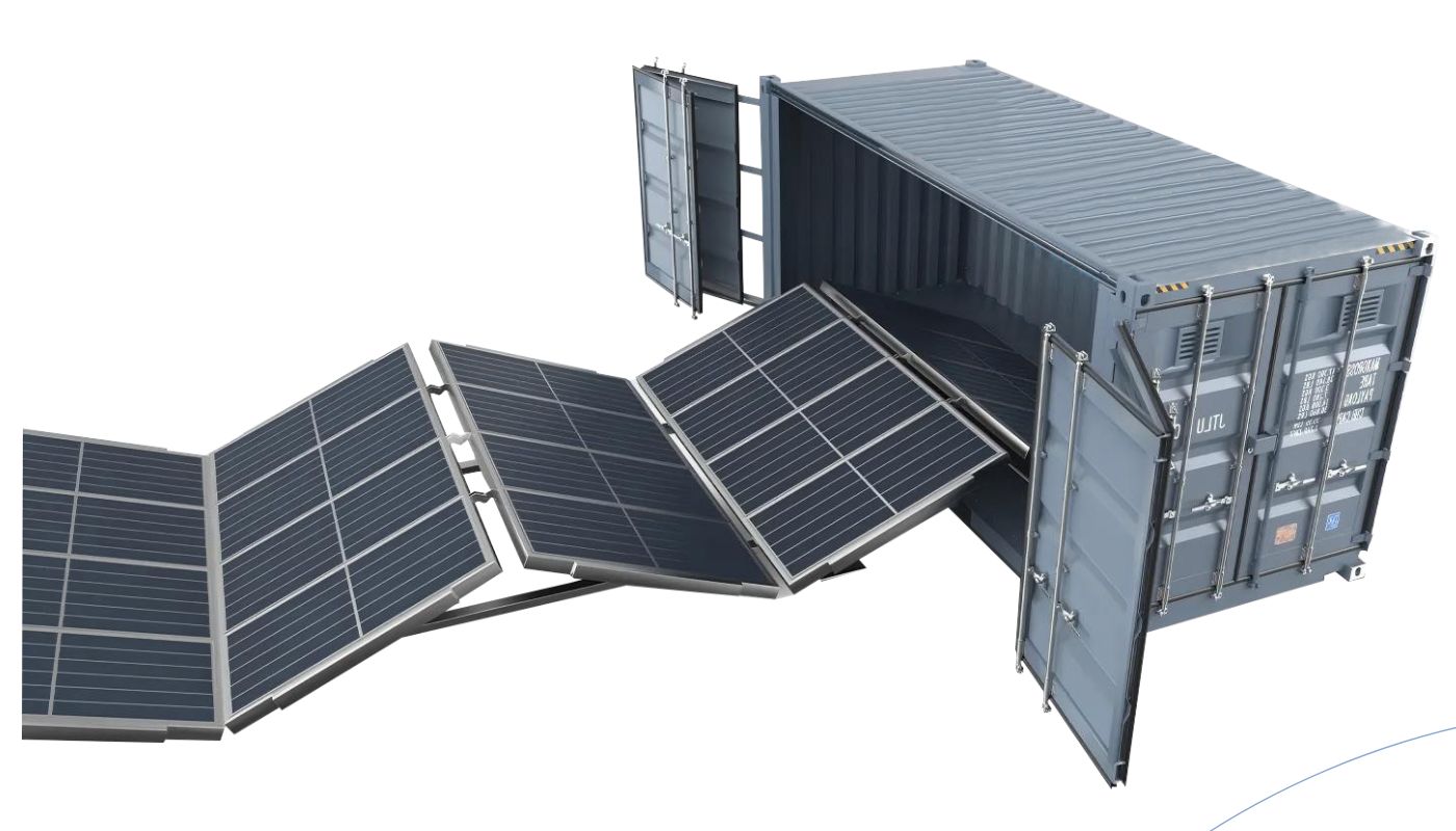Power SPV solar PV container unfolding its array